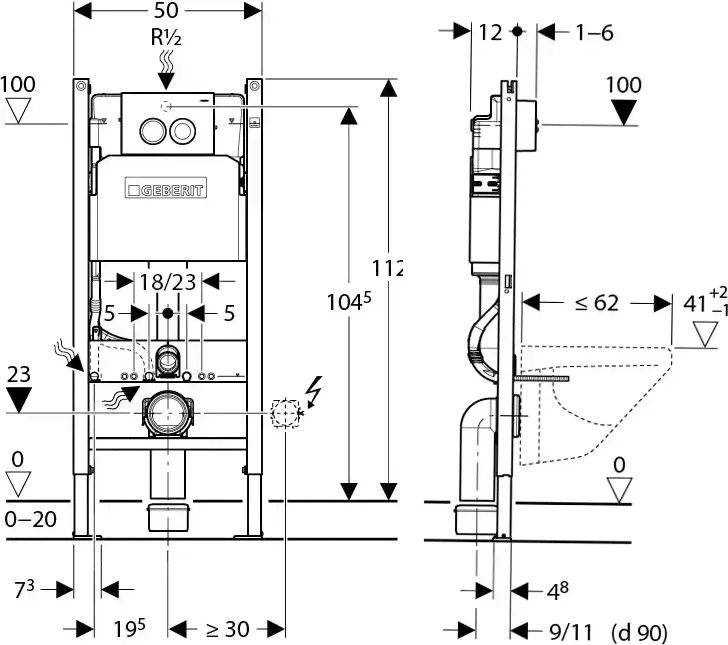 Инсталляция для унитаза GEBERIT Duofix Delta UP100 458.124.21.1-0